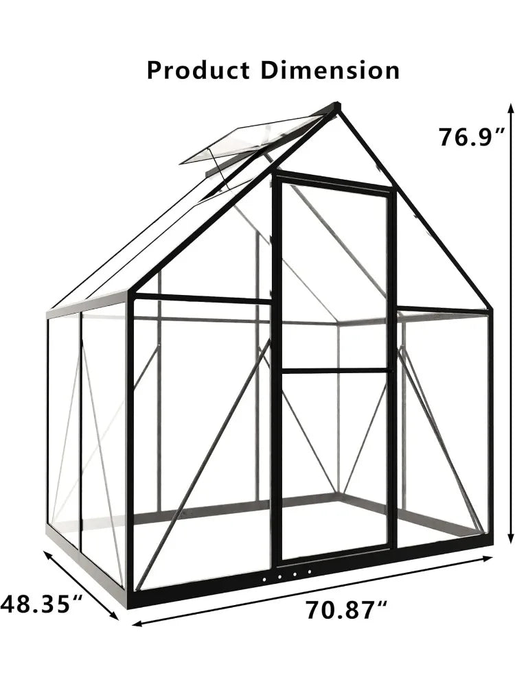 6 x 4 FT Polycarbonate Greenhouse, Winter Greenhouses for Outdoors,Outdoor Greenhouse with Roof Air Vent, Heavy Duty Walk-in