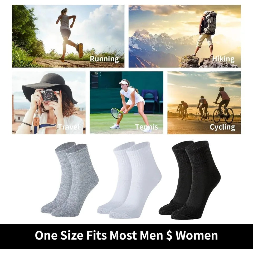 120 Pairs Mens Quarter Ankle Socks Athletic Moisture Wicking Casual Sports Socks Bulk Pack Unisex for Men and Women