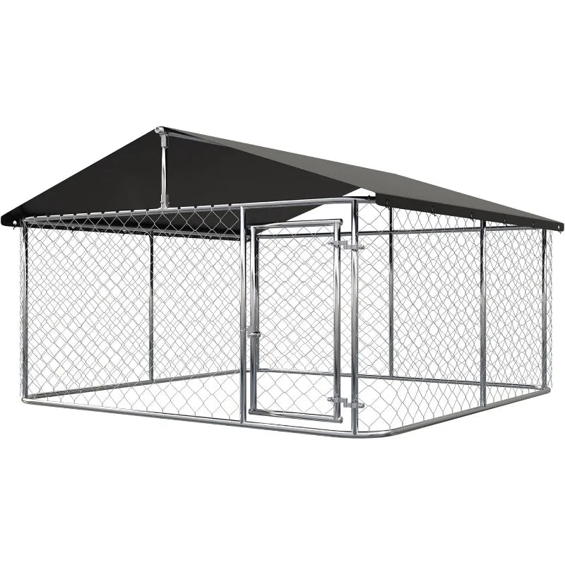 Outdoor Dog Playpen Heavy Duty Dog Kennel House Mesh Dog Cage Pet Kennel Steel Fence with Secure Lock 6.56 Feet by 6.56 Feet