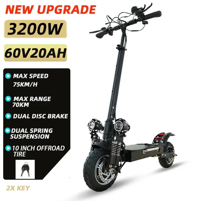 Powerful Electric Scooter Seat 85KM/H Max Speed 6000W MAX E Scooter 11" Off Road Tire Scooter Electric Adult EU USA CA Stock
