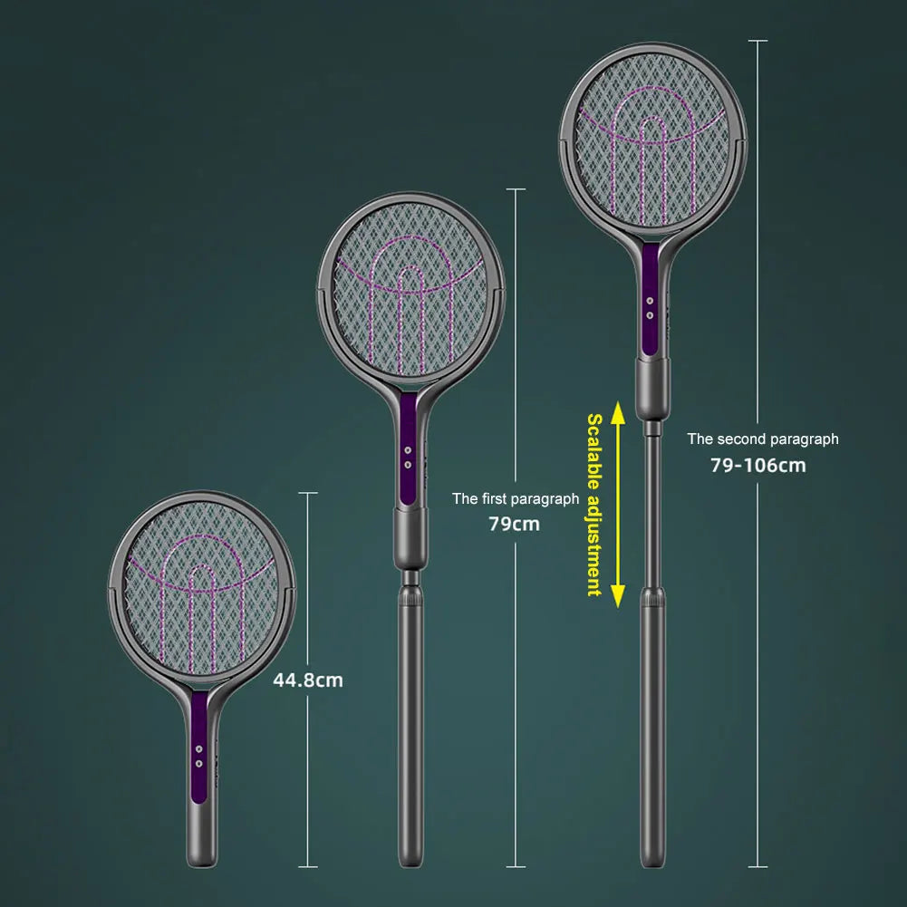 Rotating Head Bug Zapper Racket Rechargeable Mosquito Swatter 2 in 1 Fly Killer and Mosquito Trap Lamp