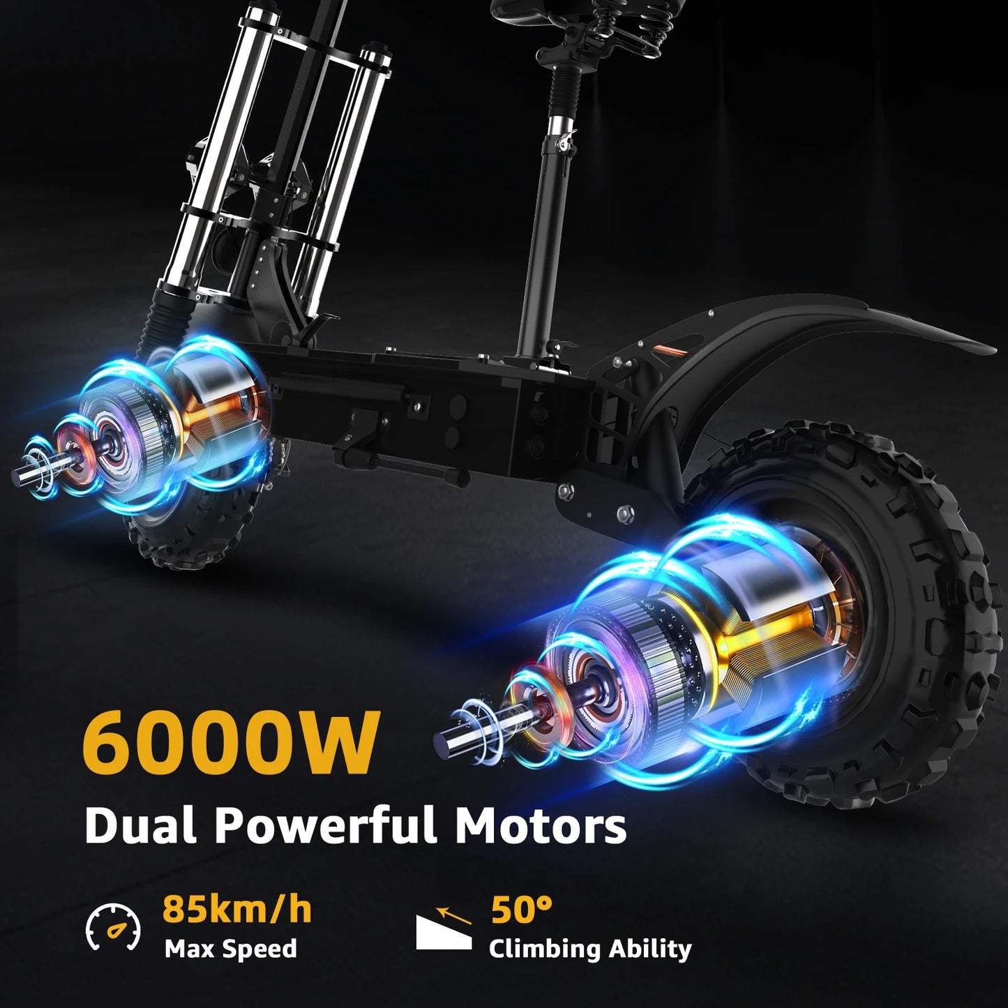 Powerful Electric Scooter Seat 85KM/H Max Speed 6000W MAX E Scooter 11" Off Road Tire Scooter Electric Adult EU USA CA Stock