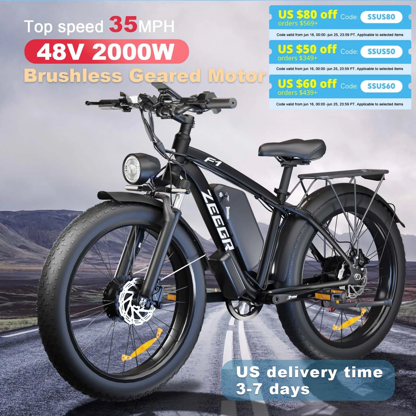 ZEEGR B1 F1 Full Suspension Electric Bike 48V 2000W CE