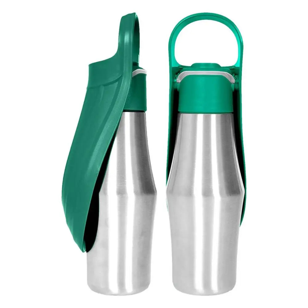 Dog Water Bottle 27 Ounce Stainless Steel Travel Dispenser Pet Accessories Two In One Dog Water Bowl For Travel Outings Camping