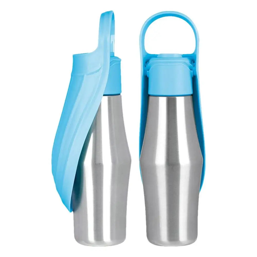 Dog Water Bottle 27 Ounce Stainless Steel Travel Dispenser Pet Accessories Two In One Dog Water Bowl For Travel Outings Camping