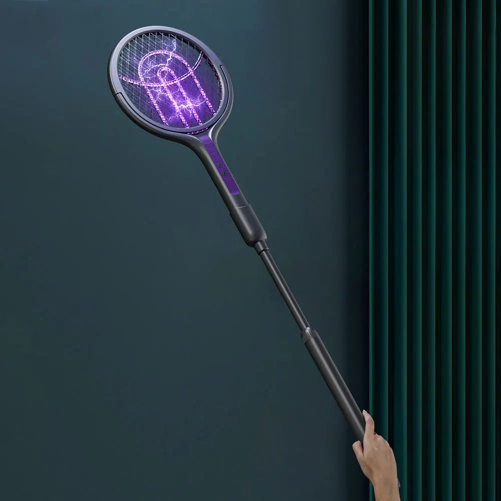 Rotating Head Bug Zapper Racket Rechargeable Mosquito Swatter 2 in 1 Fly Killer and Mosquito Trap Lamp