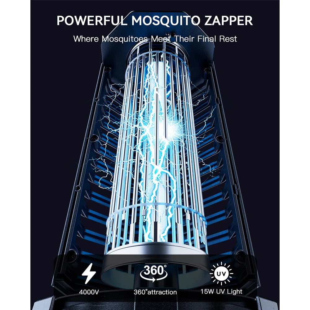 Minimoon Bug Zapper with LED Light Outdoor 4200V Electric Mosquito Fly Trap for Yard Backyard and Camping