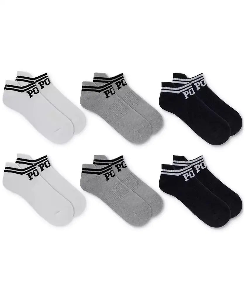 Polo Ralph Lauren Men's 6 Pack Double Bar Stripe Low Cut Socks