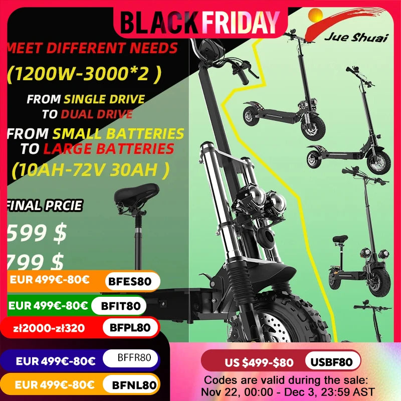 Powerful Electric Scooter Seat 85KM/H Max Speed 6000W MAX E Scooter 11" Off Road Tire Scooter Electric Adult EU USA CA Stock