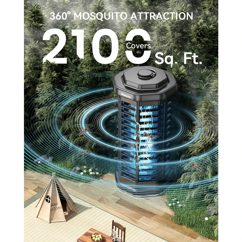 Minimoon Bug Zapper with LED Light Outdoor 4200V Electric Mosquito Fly Trap for Yard Backyard and Camping