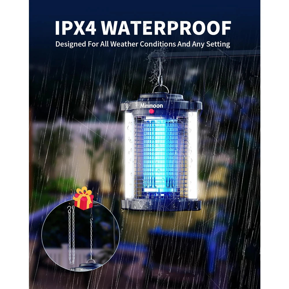 Minimoon Bug Zapper Outdoor Mosquito Zapper with Dual LED Light 4200V Electric Fly Trap 15W IPX4 Insect Trap