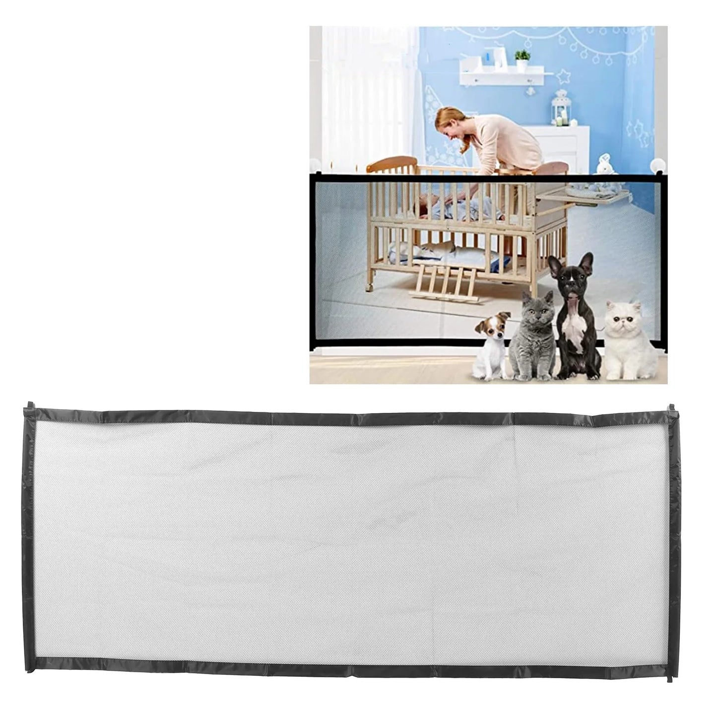 Pet Safety Barrier Dog Isolation Fence Portable Foldable Mesh Pet Barrier 180 x 72cm 70.9 x 28.3in