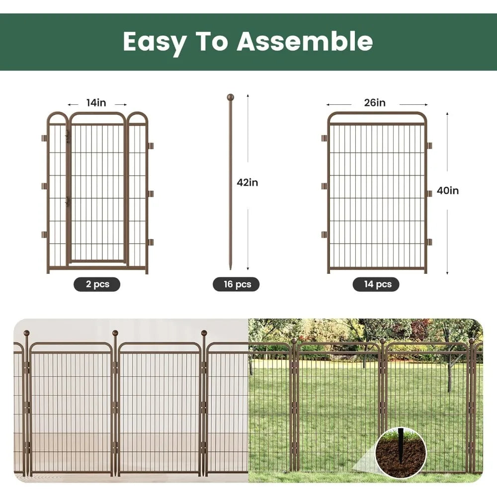 Dog Playpens 40 Inch High 16 Panels Dog Pen Outdoor Indoor Dog Fence Exercise Pen for Small Medium Large Dogs Foldable Pet Play Yard