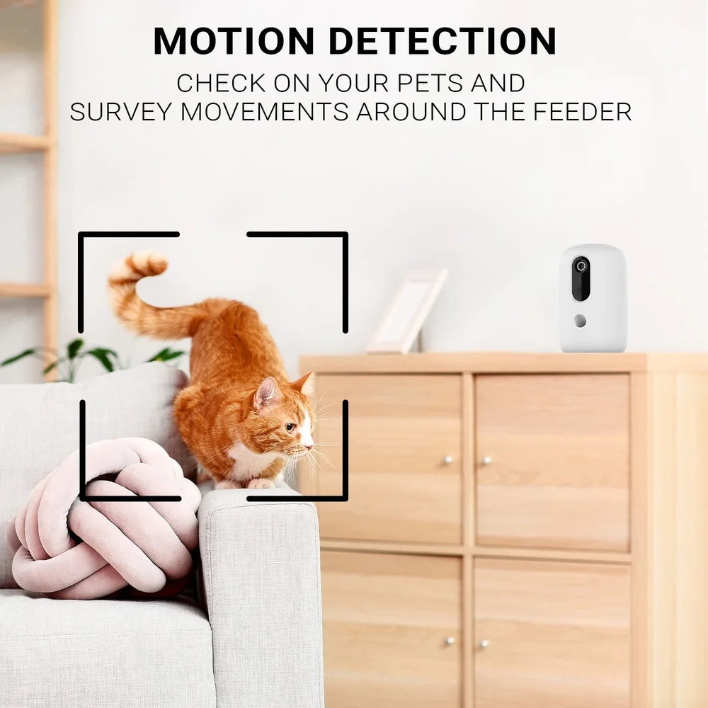App Enabled Automatic Pet Treat Dispenser with HD Camera for Cats and Dogs Interactive Feeding Motion Sensor Night Vision Two Way Communication
