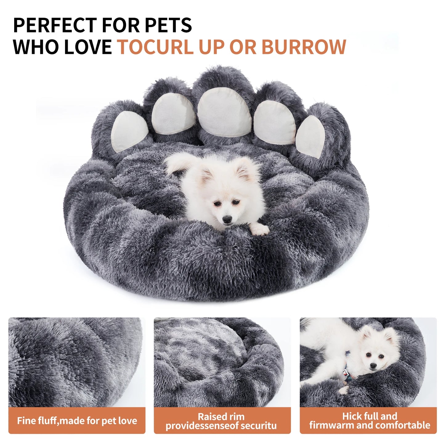 Cozy Comfy Paw Shape Dog Bed Thickened Warm Cushion for Deep Sleeping Cats and Dogs