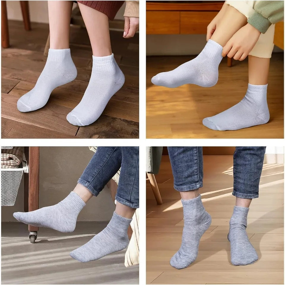 120 Pairs Mens Quarter Ankle Socks Athletic Moisture Wicking Casual Sports Socks Bulk Pack Unisex for Men and Women