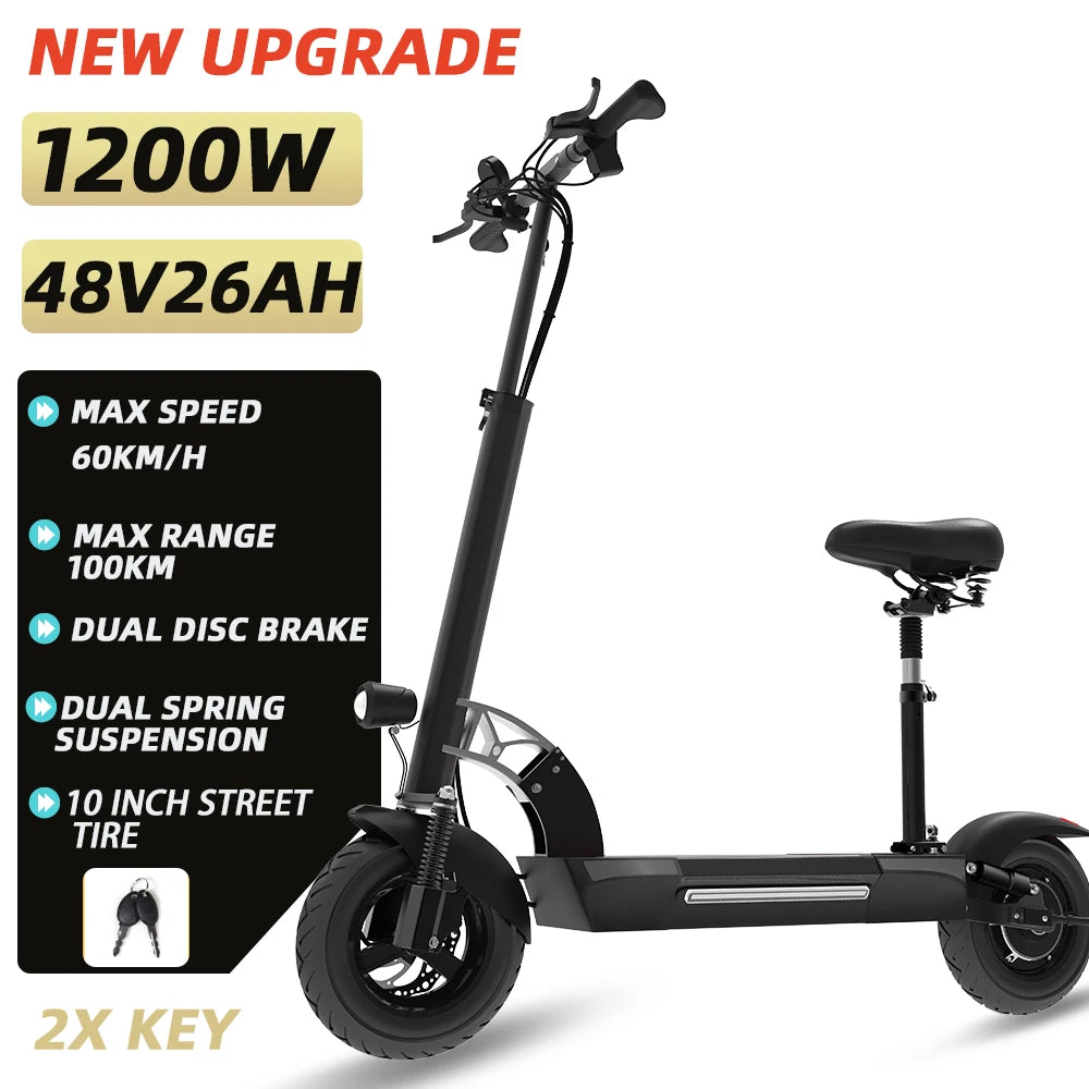 Powerful Electric Scooter Seat 85KM/H Max Speed 6000W MAX E Scooter 11" Off Road Tire Scooter Electric Adult EU USA CA Stock