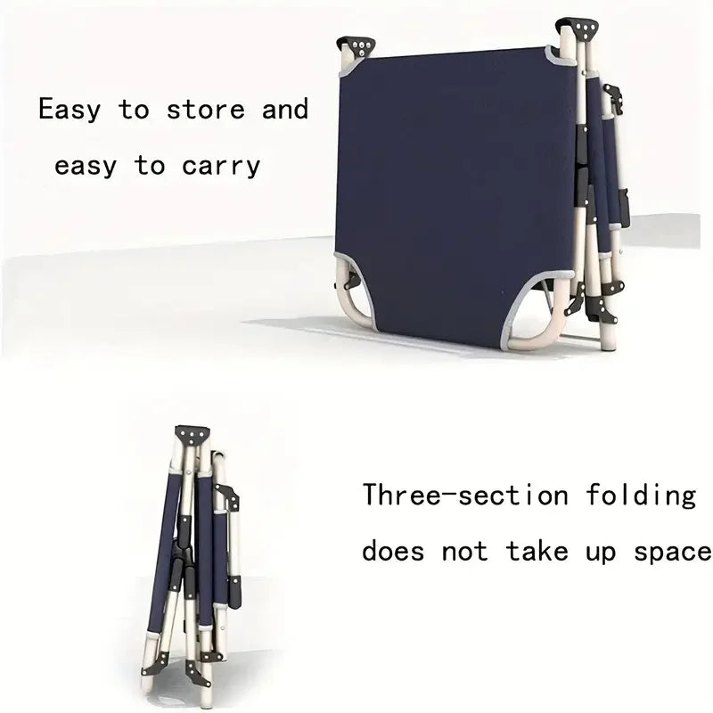 Folding Camping Cot for Adults, 5 Positions Adjustable Outdoor Cot Bed, Lounge Chair Cot, Travel Camp Cots with Mattress