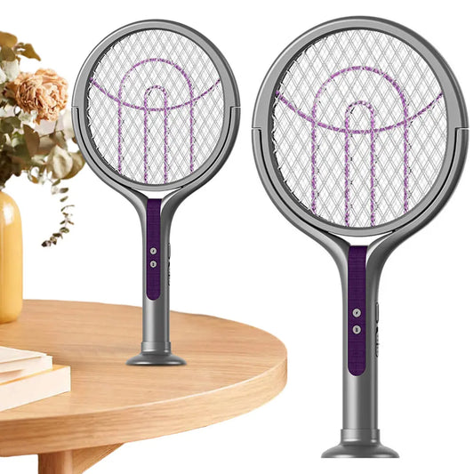 Rotating Head Bug Zapper Racket Rechargeable Mosquito Swatter 2 in 1 Fly Killer and Mosquito Trap Lamp
