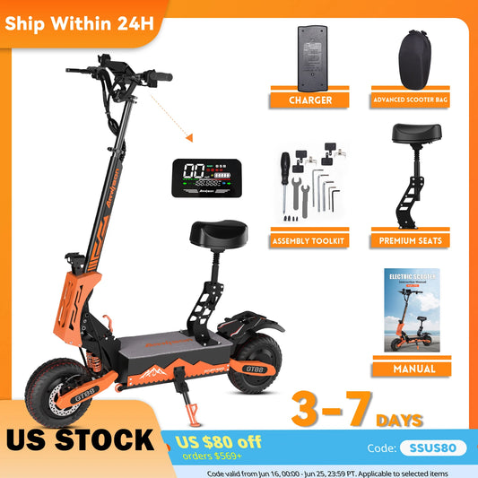 Arwibon 5600W Adult Electric Scooter Dual Motor Top Speed 46MPH,60V27AH, 11-inch Off-Road Tires Sport Folding eScooter with Seat