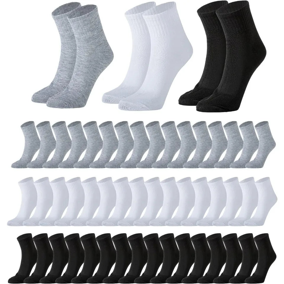 120 Pairs Mens Quarter Ankle Socks Athletic Moisture Wicking Casual Sports Socks Bulk Pack Unisex for Men and Women