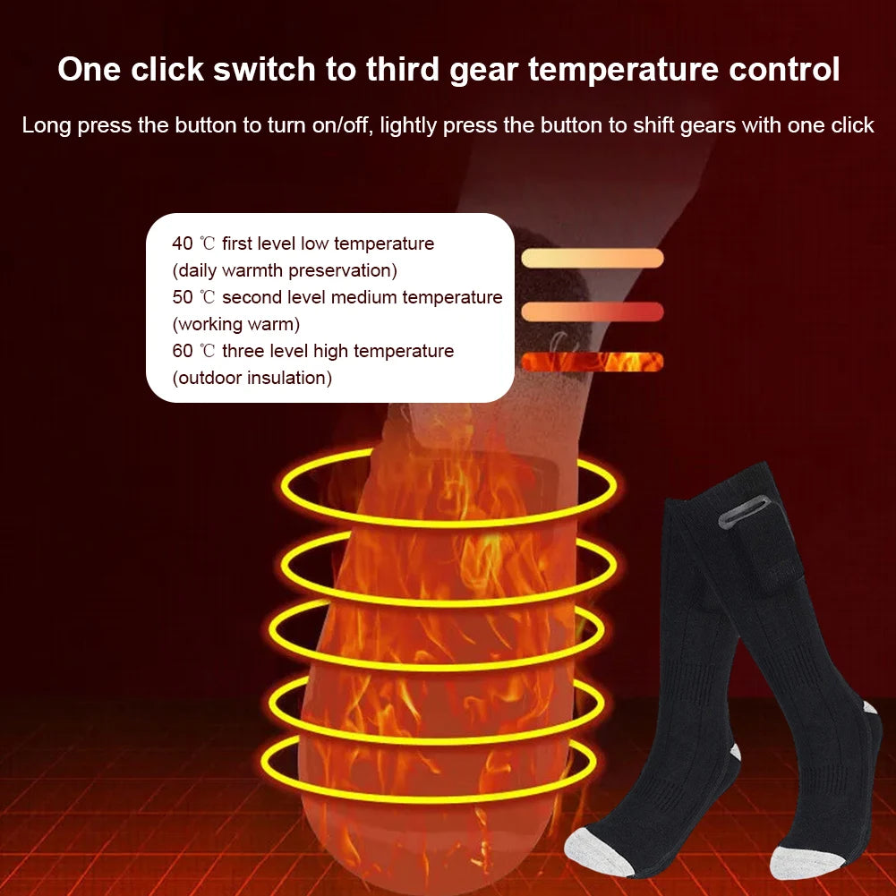Unisex Electric Thermal Socks Breathable Rechargeable Washable Heated Socks for Winter Skiing and Cycling