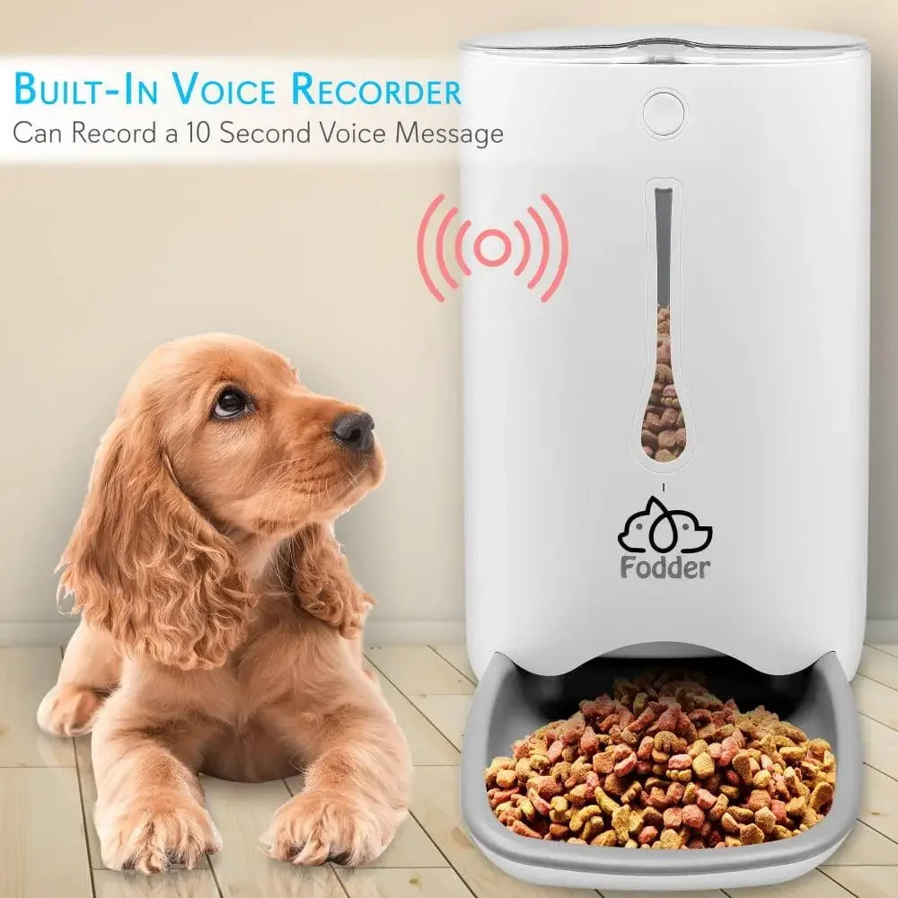 Smart Automatic Pet Feeder Programmable Digital Dispenser with Voice Message Playback Adjustable Food Amount and Frequency LCD Display