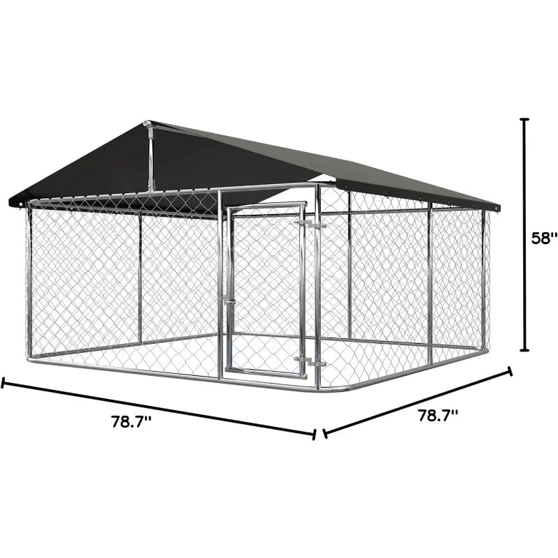 Outdoor Dog Playpen Heavy Duty Dog Kennel House Mesh Dog Cage Pet Kennel Steel Fence with Secure Lock 6.56 Feet by 6.56 Feet