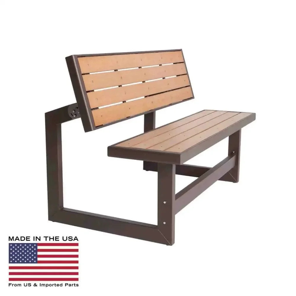 Modern Products Brown Wood Grain Convertible Patio Benches, Outdoor Wooden Picnic Table Garden Bench