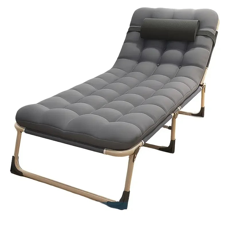 Folding Camping Cot for Adults, 5 Positions Adjustable Outdoor Cot Bed, Lounge Chair Cot, Travel Camp Cots with Mattress