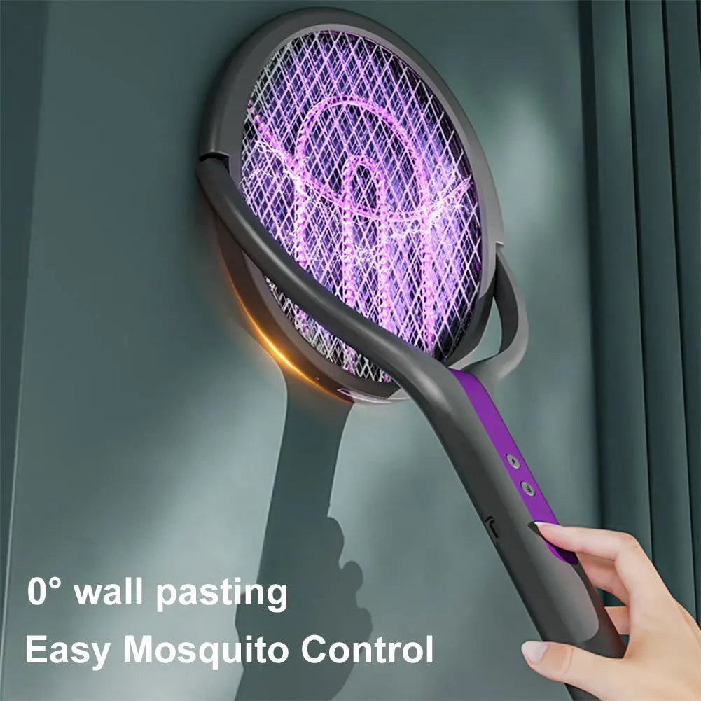 Rotating Head Bug Zapper Racket Rechargeable Mosquito Swatter 2 in 1 Fly Killer and Mosquito Trap Lamp