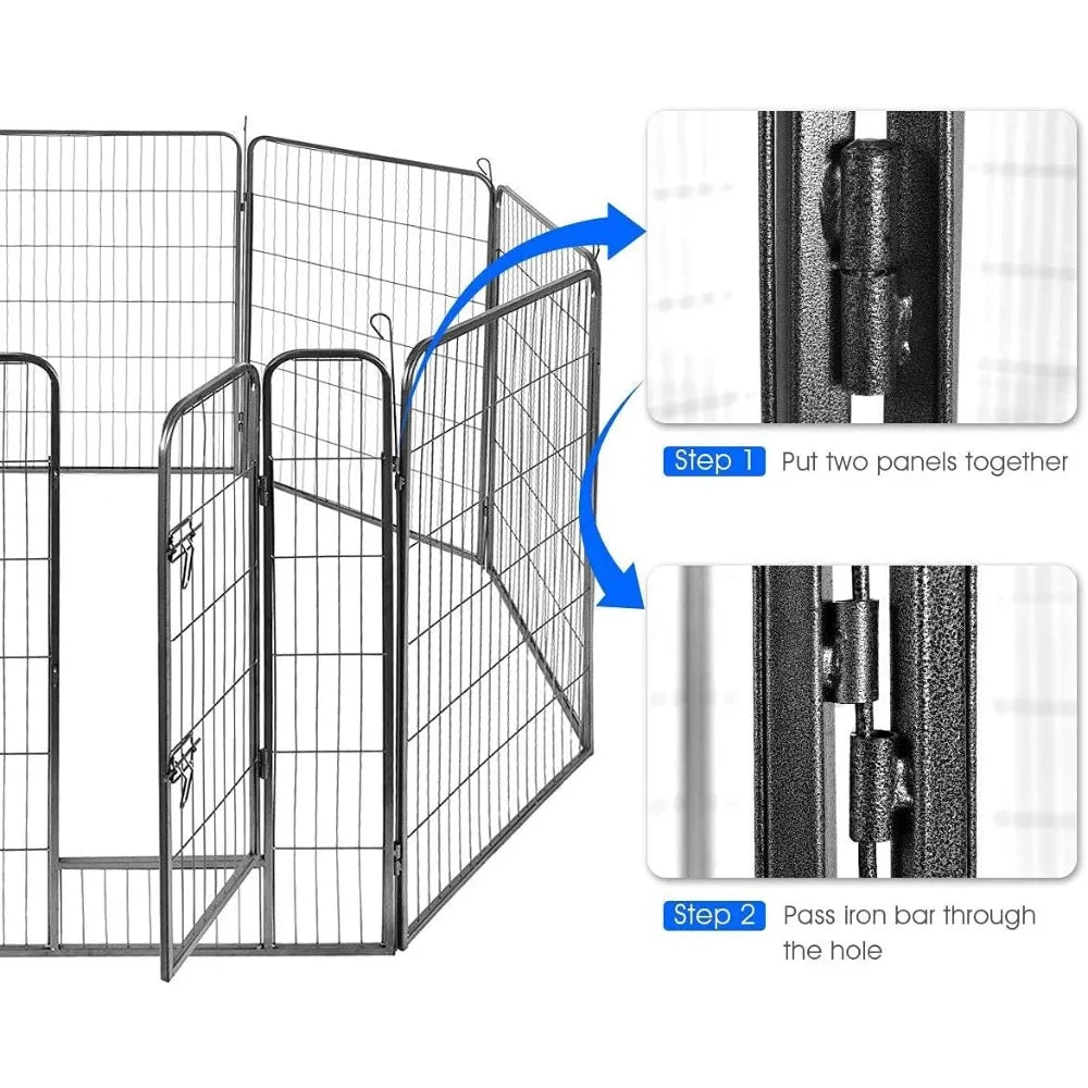 16 Panels Metal Dog Playpen 48 Inch Height Dog Fence Exercise Pen with Doors for Large Medium Small Dogs Rabbits Cats Foldable Pet Enclosure