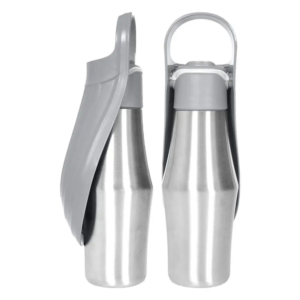 Dog Water Bottle 27 Ounce Stainless Steel Travel Dispenser Pet Accessories Two In One Dog Water Bowl For Travel Outings Camping