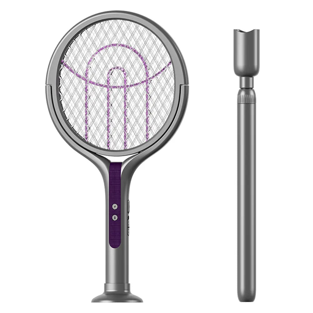 Rotating Head Bug Zapper Racket Rechargeable Mosquito Swatter 2 in 1 Fly Killer and Mosquito Trap Lamp