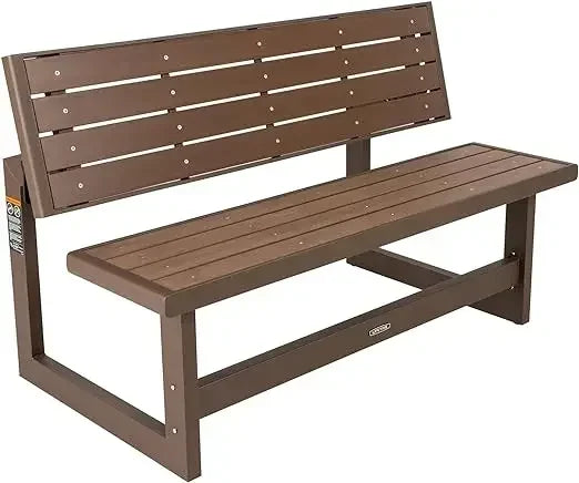 Modern Products Brown Wood Grain Convertible Patio Benches, Outdoor Wooden Picnic Table Garden Bench