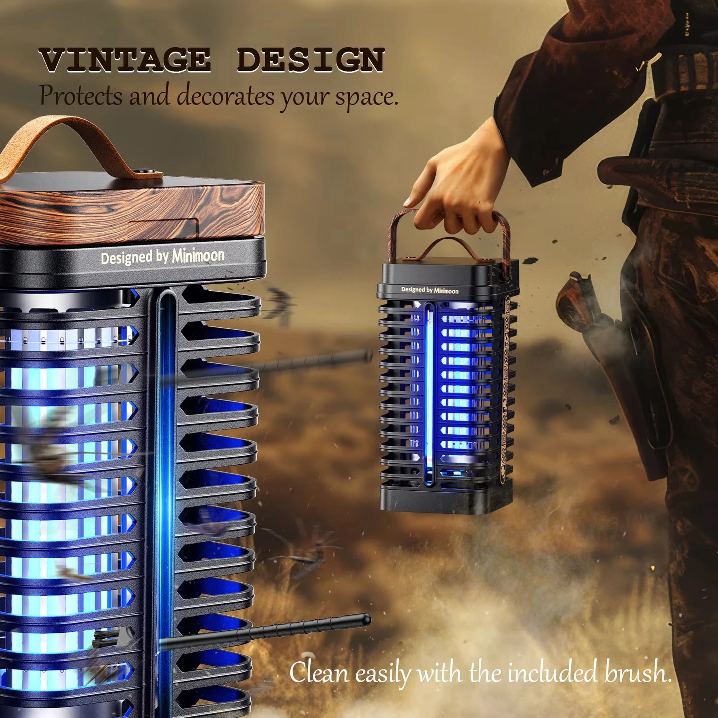 Minimoon Bug Zapper Outdoor 4200V High Voltage Mosquito Zapper 15W Fly Trap for Home Patio and Courtyard
