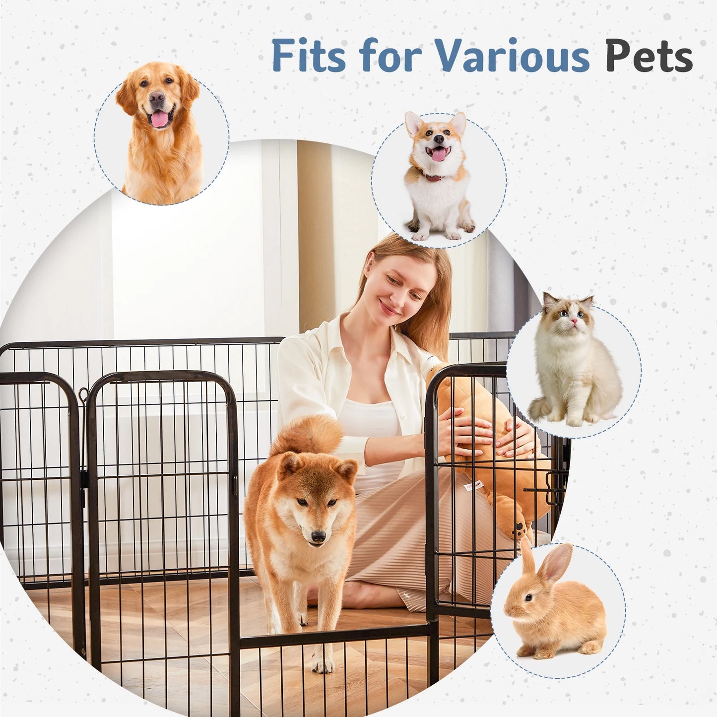 JHK 16 Panel Dog Playpen Indoor Pet Fence Heavy Duty Metal Dog Pen for Outdoor and Camping Use