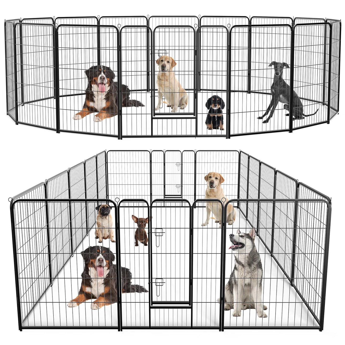 JHK 16 Panel Dog Playpen Indoor Pet Fence Heavy Duty Metal Dog Pen for Outdoor and Camping Use