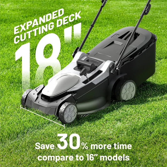 18 Inch Cordless Electric Lawn Mower Lightweight Brushless 2x20V with 6 Position Height Adjustment