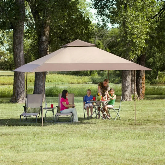 Canopy 13' x 13' Beige Instant Outdoor with UV Protection One Push Outoor Canopy Tent with Wheeled Cover Bag,Shade