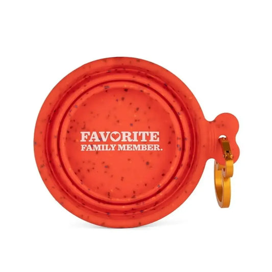Collapsible Red Silicone Dog Bowl with Bird Carabiner Travel BPA Free Pet Food Water Dish Portable Clip On Bowl Dishwasher Safe