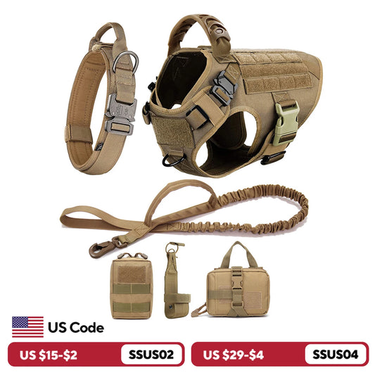 Large Dog Harness and Leash Set for German Shepherd and Malinois Training Walking Vest for Medium and Large Dogs