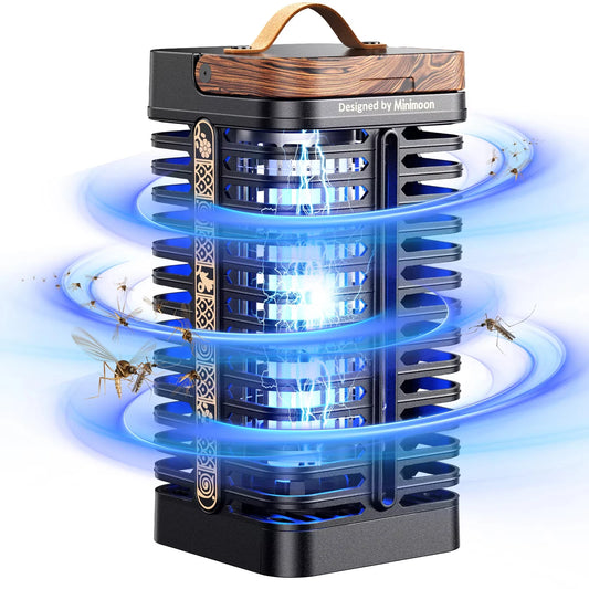 Minimoon Bug Zapper Outdoor 4200V High Voltage Mosquito Zapper 15W Fly Trap for Home Patio and Courtyard