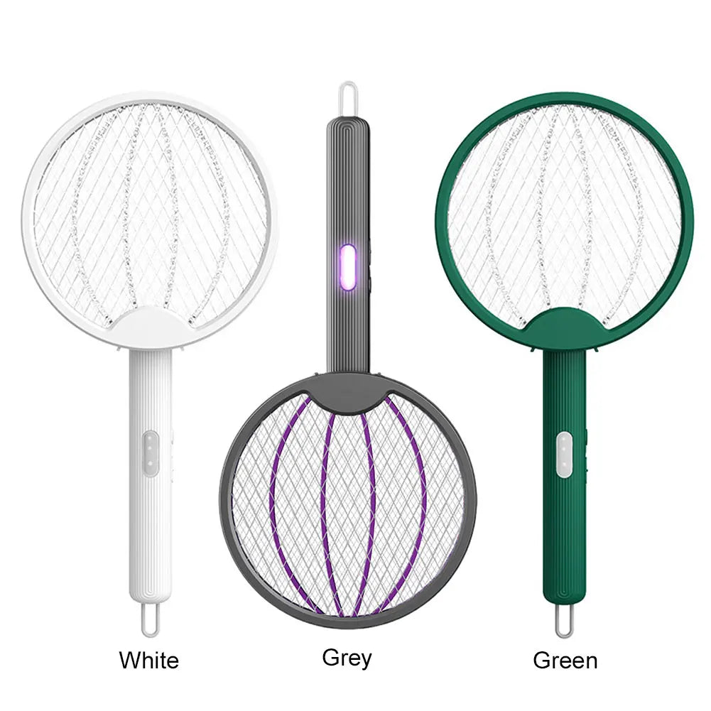 Foldable Electric Fly Swatter Rechargeable Bug Zapper Safe Indoor Outdoor Mosquito Trap Lamp