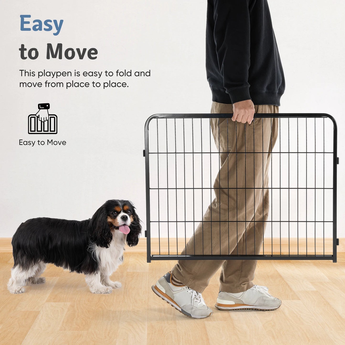 JHK 16 Panel Dog Playpen Indoor Pet Fence Heavy Duty Metal Dog Pen for Outdoor and Camping Use