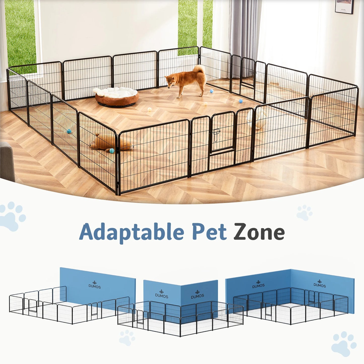 JHK 16 Panel Dog Playpen Indoor Pet Fence Heavy Duty Metal Dog Pen for Outdoor and Camping Use
