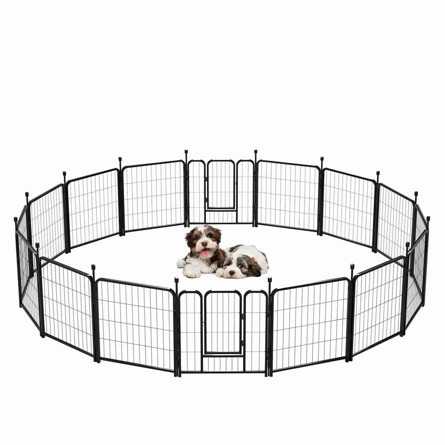 16 Panels 24 Inch Pet Exercise Playpen with Sound Reduction Cover and 2 Clip Metal Dog Puppy Playpen for Indoor Outdoor Use