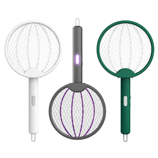 Foldable Electric Fly Swatter Rechargeable Bug Zapper Safe Fly Killer and Mosquito Trap Lamp for Indoor and Outdoor Use